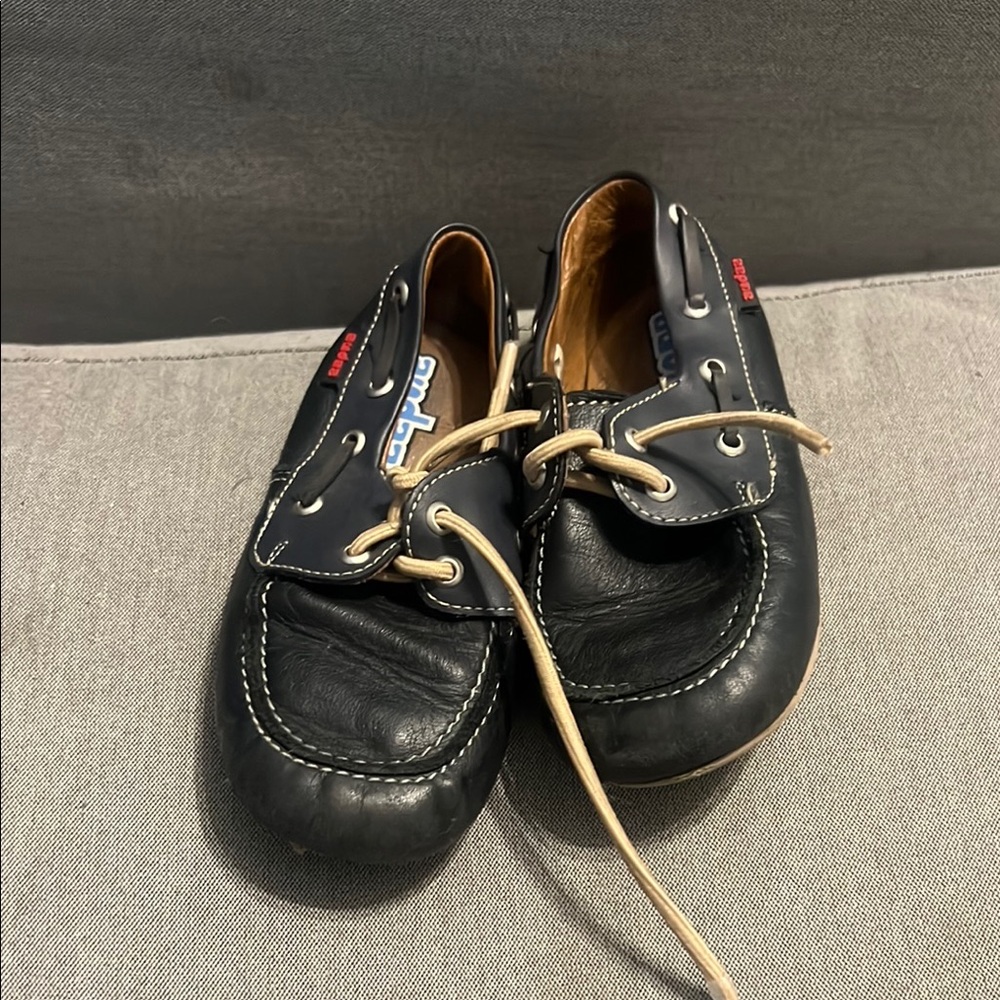 Navy Blue Leather Boat Shoes
